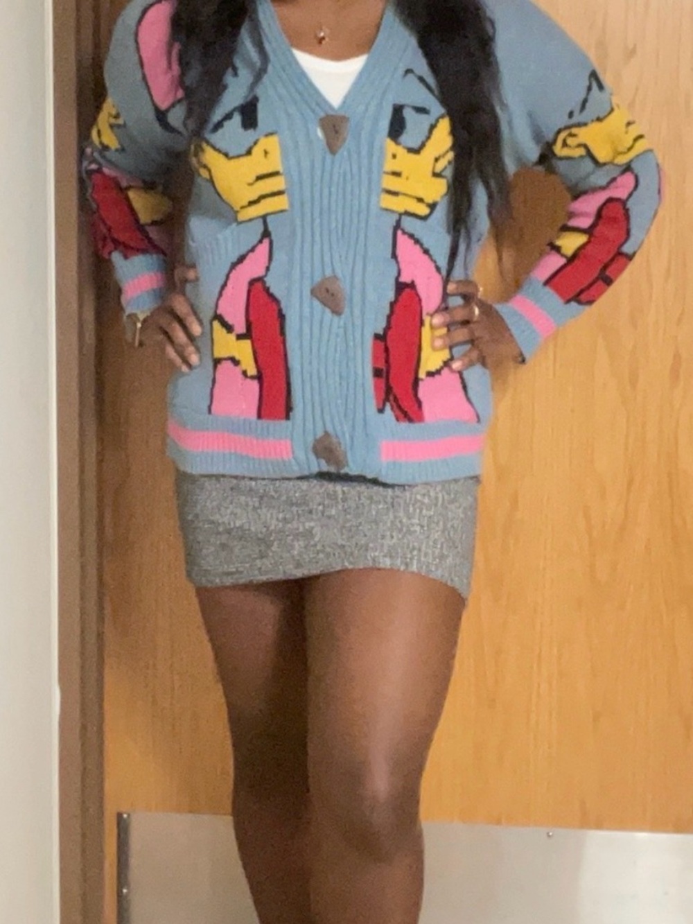 {NEW} Women's Donald Duck Knit Cardigan Sweater Large - Picture 3 of 7